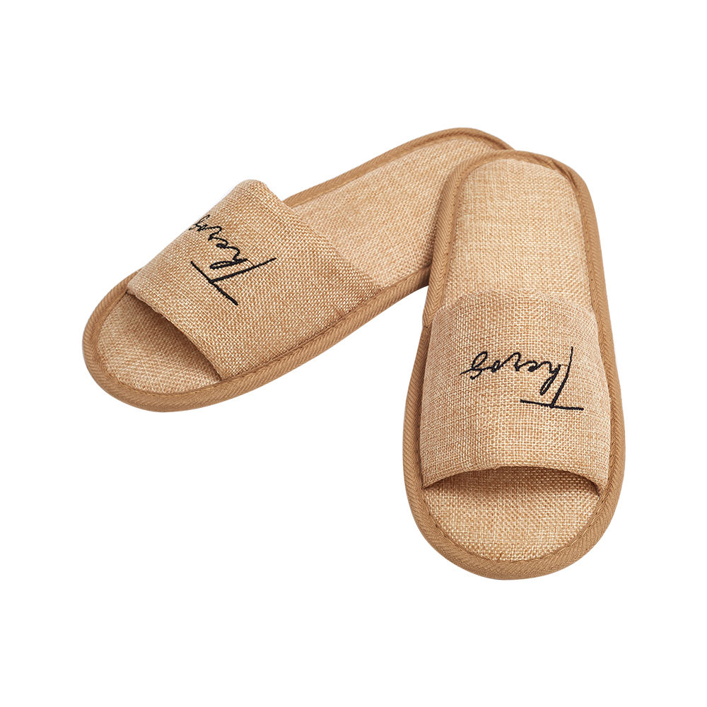 Bulk Eco Hotel Slippers with Linen Upper and Cork Sole for Hotel