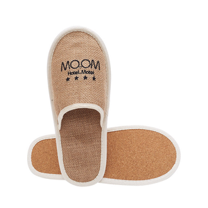 Eco Friendly Linen Hotel Slippers with Cork Sole for Bulk Orders
