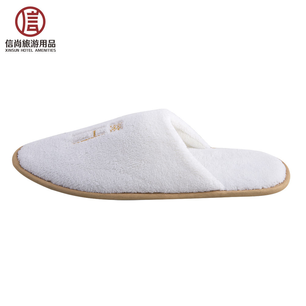 White Coral Fleece Hotel Slippers for Custom Orders