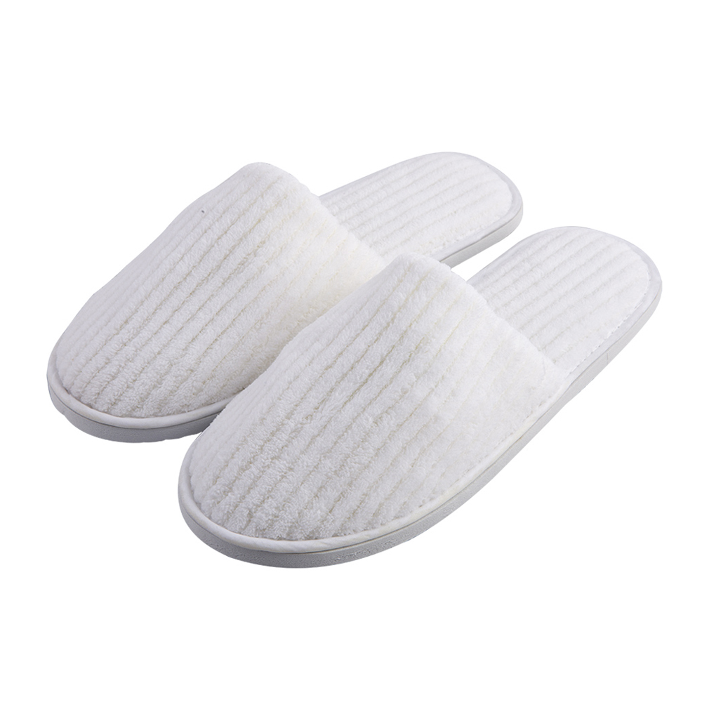 Custom Striped Coral Fleece Slippers Bulk Hotels Slippers for Spa