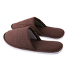 Custom Brown Waffle Hotel Slippers – Soft EVA Sole, Spa & Hospitality Disposable Footwear for Bulk Orders