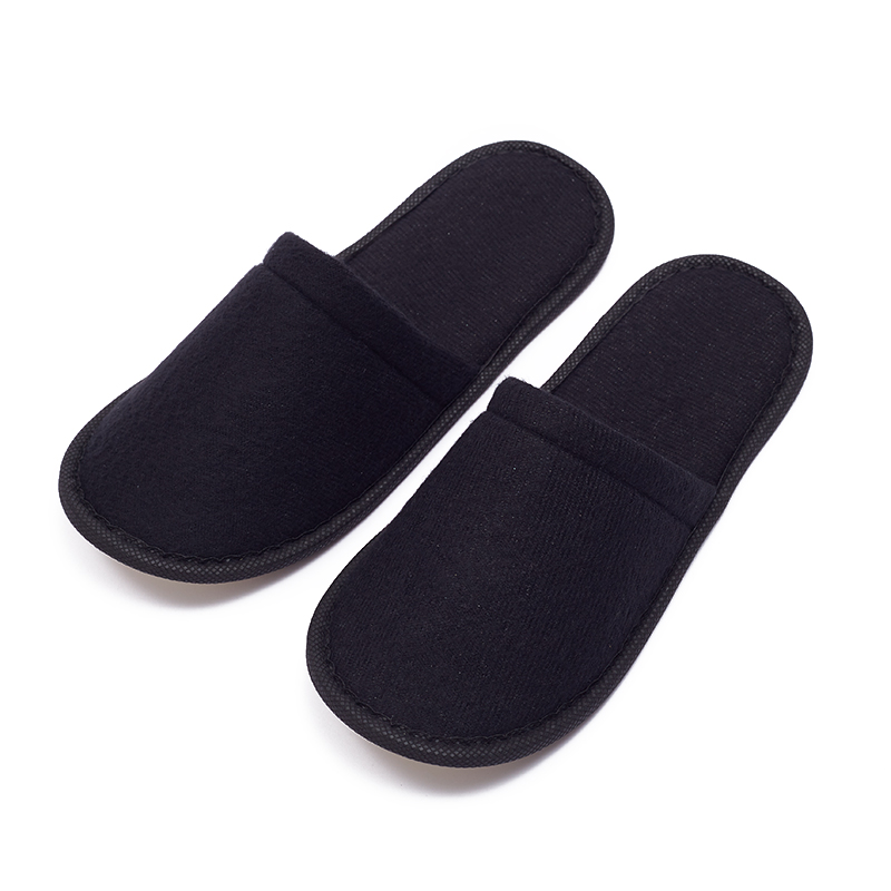 Black Terry Disposable Hotel Slippers – Soft Spa Guest Slippers Bulk Supply & Custom Manufacturer