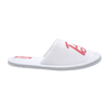 White Terry Hotel Slippers with Pink Embroidered Logo – Custom Spa Guest Slippers Bulk Supply & Factory Direct