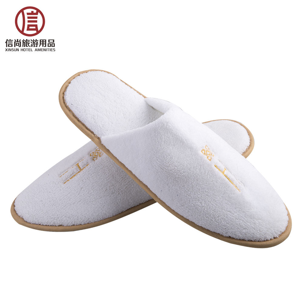 White Coral Fleece Hotel Slippers for Custom Orders
