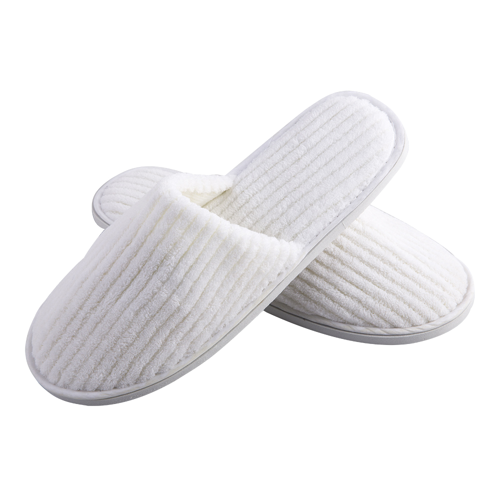 Custom Striped Coral Fleece Slippers Bulk Hotels Slippers for Spa