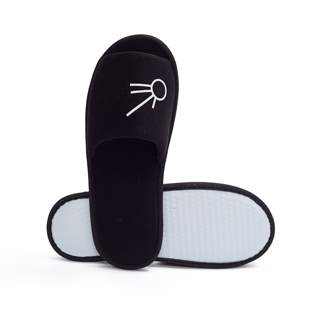 Black Velour Hotel Slippers – Soft Disposable Spa Guest Slippers Bulk Supply & Custom Manufacturer