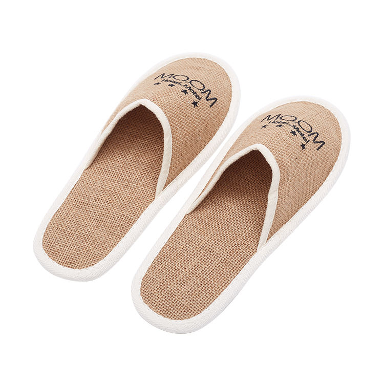 Eco Friendly Linen Hotel Slippers with Cork Sole for Bulk Orders