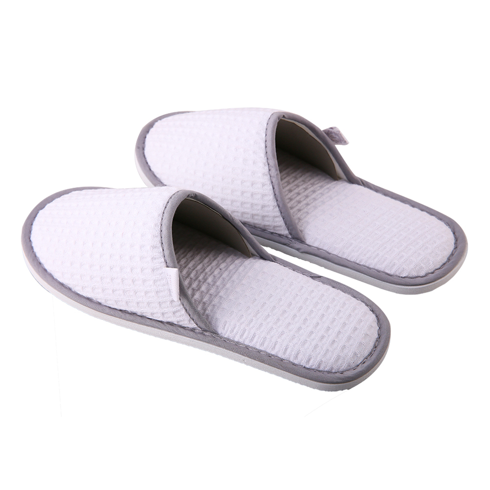 Customizable White Waffle Hotel Slippers – Soft, Lightweight Spa & Guestroom Disposable Slippers