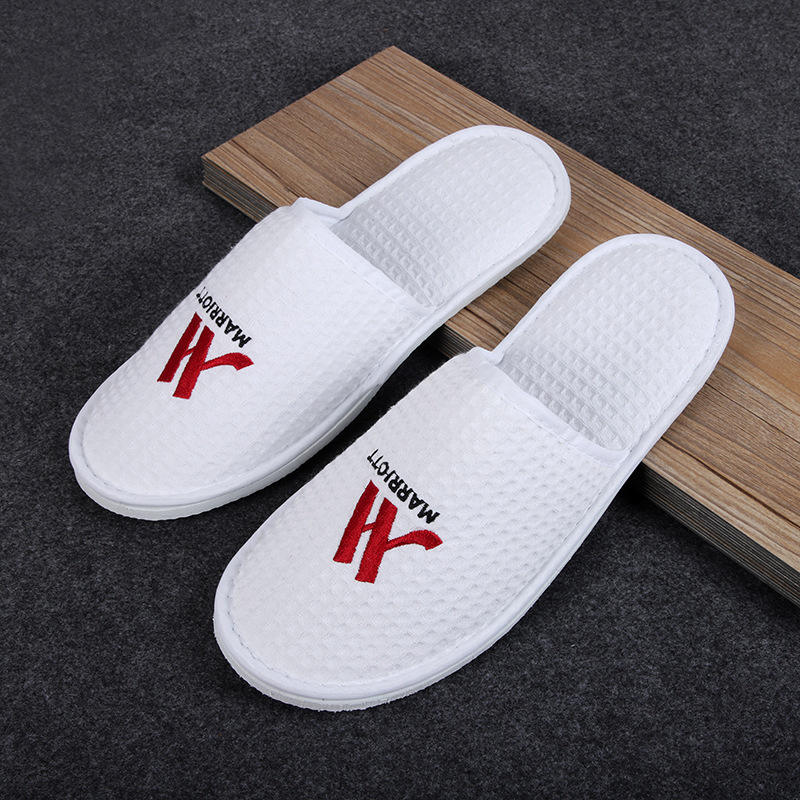 Custom White Waffle Hotel Slippers – Soft Luxury Disposable Footwear for Hotels, B2B Bulk Supplier & Manufacturer