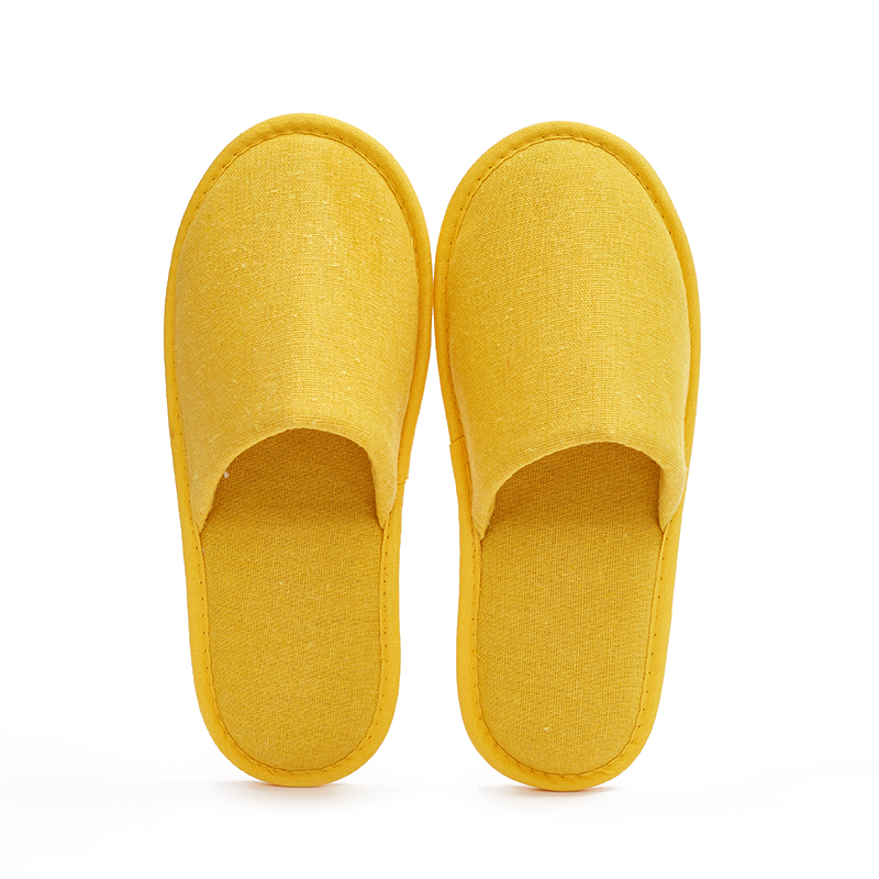 Yellow Velour Hotel Slippers – Breathable Disposable Guest Slippers Bulk Supply & Custom Manufacturer